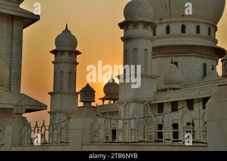 Partial view of Jai Gurudev Mandir, Mathura, Uttar Pradesh, India Stock Photo