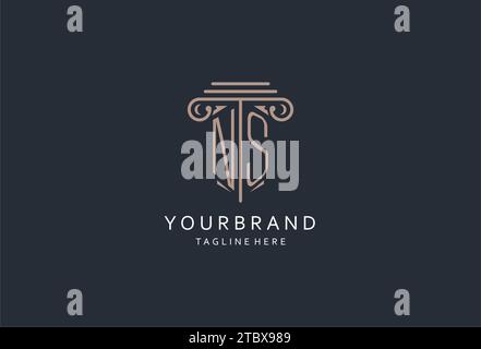 NS monogram logo with pillar shape icon, luxury and elegant design logo for law firm initial style logo design ideas Stock Vector