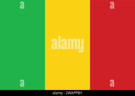 High detailed flag of Mali. National Mali flag. Africa. 3D illustration. Stock Vector