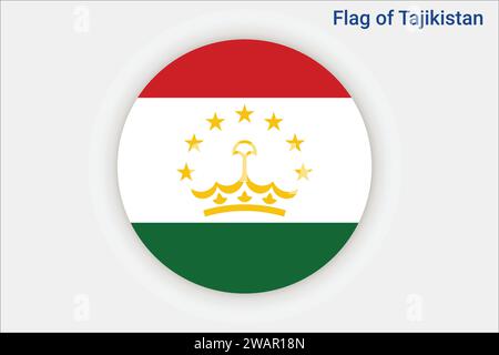 High detailed flag of Tajikistan. National Tajikistan flag. Asia. 3D illustration. Stock Vector