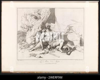 Scène Uit Ariosto's 'Orlando Furioso': Dood Van Zerbino, Giovanni Battista Romero, 1804 print Scene from Ariosto's 'Orlando Furioso': death of Zerbino. Print no. 37 on page 23 in the album 'Raccolta di Soggetti pictures', a Prentalbum with 42 numbered etchings on 28 pages of Luigi Sabatelli (i) himself and from students to his design.  paper etching (scenes from) specific works of literature: Ariosto, Orlando Furioso Stock Photo