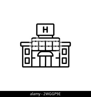 Hotel building icon. City apartments sign. Architecture building symbol. Outline concept. Thin line buildings icon. Vector Stock Vector