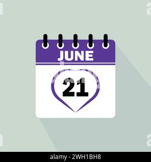 Icon calendar day - 21 June. 21 days of the month, vector illustration. Stock Vector