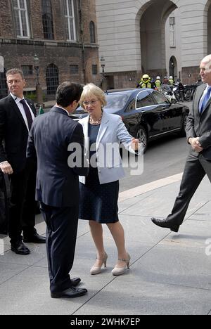 COPENHAGEN / DENMARK  14 April 2016     Ms.Pia Kjaersgaard member of dansh peoples party member of parliament and president of danish Parliament(speacker of the parliament)welcomes Mexico's president Enrique Eeno Nieto to  danish parliament christiansborg today on his 2nd.day state visit to Kingdom of Denmark. Photo.Francis Joseph Dean/Deanpictures. Stock Photo