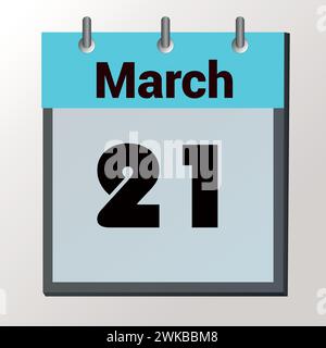 day on the calendar, vector image format, March 21 Stock Vector