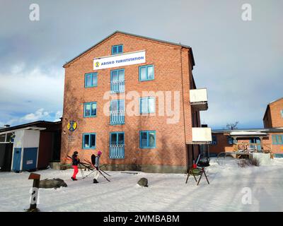 Tourist station in Abisko national park, Sweden in winter Stock Photo