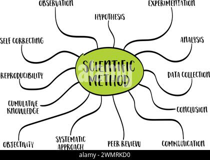 scientific method infographics or mind map sketch, science and research concept Stock Vector