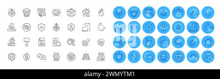 Puzzle, Table lamp and Work home line icons pack. For web app. Color icon buttons. Vector Stock Vector