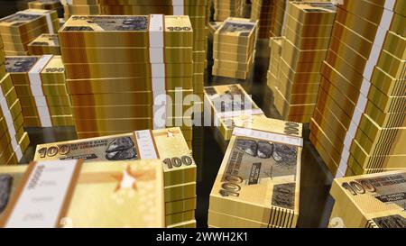 Zimbabwe money Zimbabwean dollars money pack 3d illustration. 100 ZWL banknote bundle stacks. Concept of finance, cash, economy crisis, business succe Stock Photo