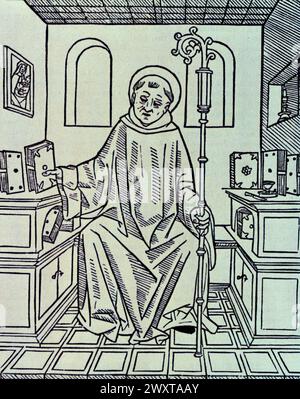 Portrait of St. Bernard of Clairvaux, illustration Stock Photo