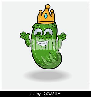 Cucumber Fruit Crown Mascot Character Cartoon With  Dont Know Smile expression. Vector Illustrations Stock Vector