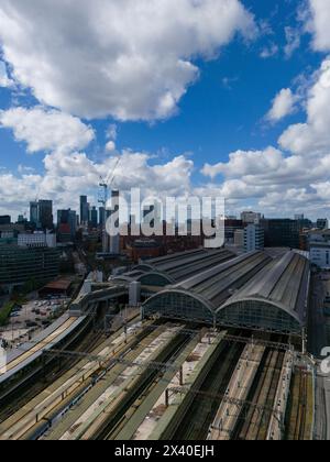 Piccadilly Railway Station and Modern Skyscrapers in Manchester, England Stock Photo