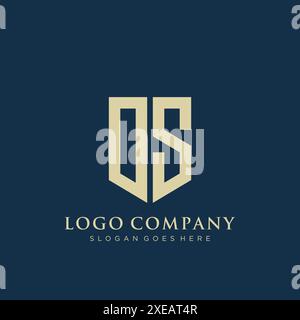 OS shield type logo design. Stock Vector