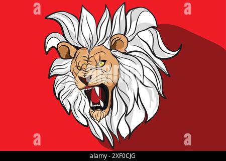 Angry lion head roaring showing its sharp teeth Stock Vector