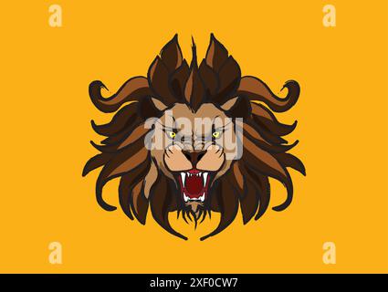 Angry lion head roaring showing its sharp teeth Stock Vector