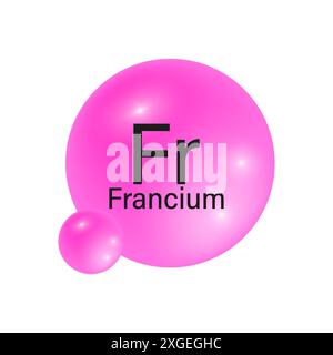 Francium element icon. Fr symbol. Pink gradient spheres. Vector illustration. Stock Vector