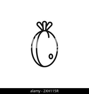 Feijoa icon logo sign vector outline in black and white color Stock Vector