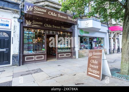 Mr Simms Olde Sweet Shoppe, Buxton is a spa town in the Borough of High Peak, Derbyshire, England, UK Stock Photo