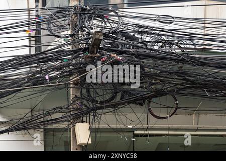 Power lines Cable clutter Stock Photo