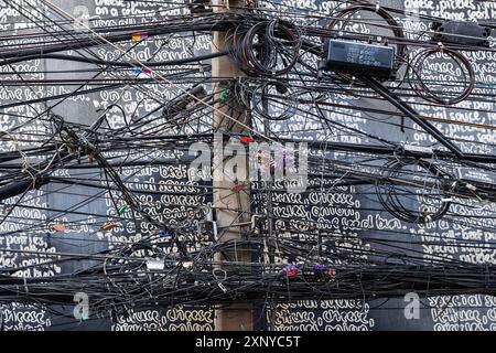 Power lines Cable clutter Stock Photo