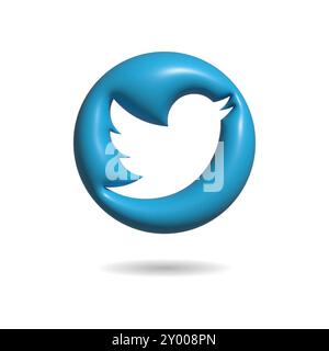 Twitter 3D Icon Stock Vector