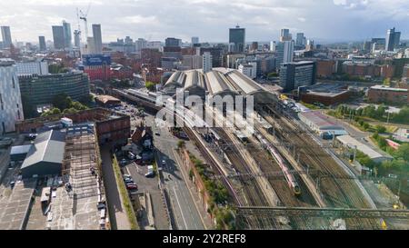 Aerial Manchester Piccadilly railway station Stock Photo