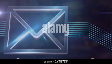 Email icon with blue lines, digital communication image Stock Photo