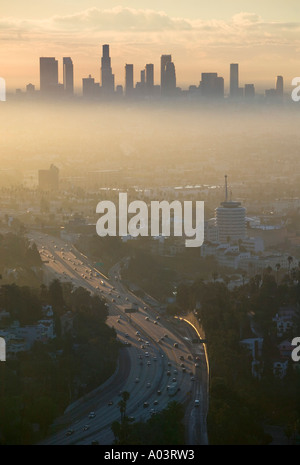 Dowtown LA & Rt. 101, Los Angeles, California, USA Stock Photo