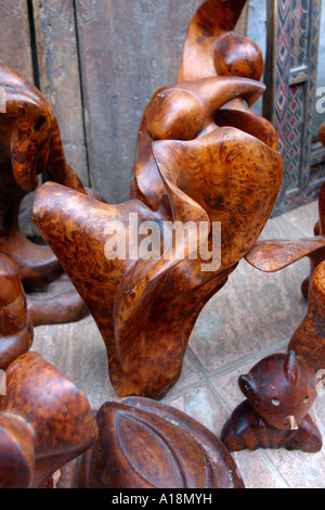 Morocco Essaouira carved thuya sculpture Stock Photo