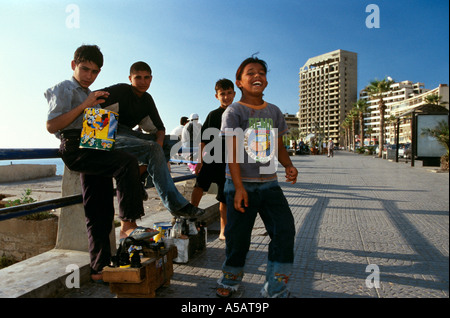 Young shoeshine boys in Beirut Stock Photo