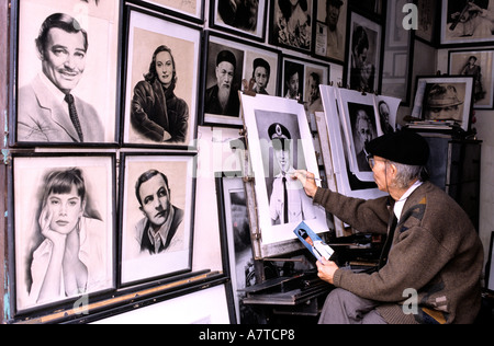 Vietnam, Hanoi, artist painter in the old city Stock Photo