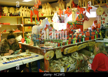 inside a shop where Dala horses are made near Farnas in the South of Sweden Stock Photo