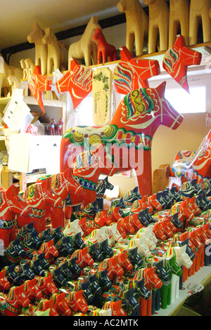 inside a shop where Dala horses are made near Farnas in the South of Sweden Stock Photo