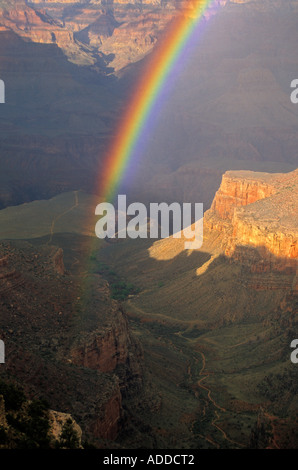 A rainbow spans the Grand Canyon viewed from the South Rim ,Grand Canyon National Park, Arizona, USA Stock Photo