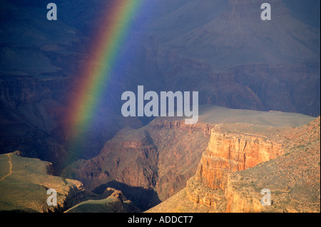 A rainbow spans the Grand Canyon viewed from the South Rim ,Grand Canyon National Park, Arizona, USA Stock Photo