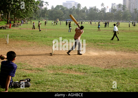 RSC91113 Different groups of boys playing Cricket Popular sport among Indian Middle class on a single crowded ground of Oval Stock Photo