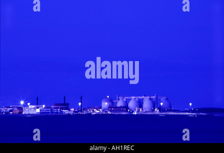 Deer Island sewage treatment plant at twilight Boston Harbor Islands Boston MA USA Stock Photo