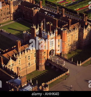 Gatehouse of Hampton Court Palace Surrey UK aerial view built by Cardinal Wolsey Stock Photo