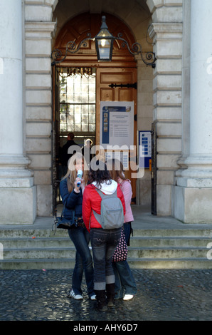 Female students at Trinity College in Dublin city centre Ireland Stock Photo