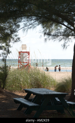 Lifeguard station on beach at Ft De Soto Park in Florida USA Stock Photo