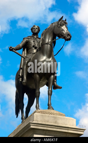 Statue of King George IV on horseback in Trafalgar Square London UK Stock Photo