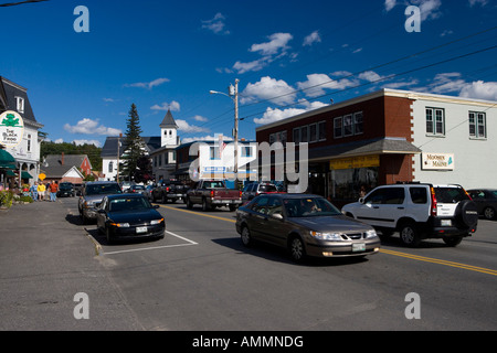 Traffic on Maine Route 15 in Greenville Maine Stock Photo