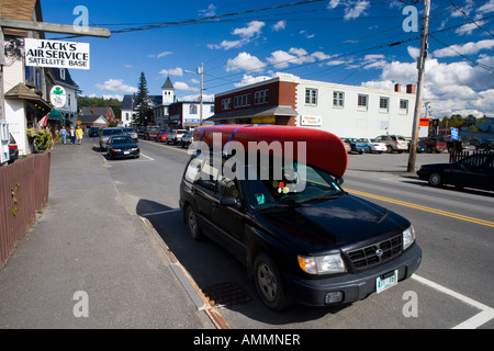 Traffic on Maine Route 15 in Greenville Maine Stock Photo