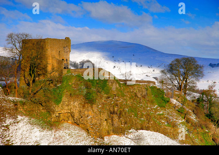 Ruins of Peveril Castle Castleton village Hope valley Peak District National Park Derbyshire England Britain UK Stock Photo