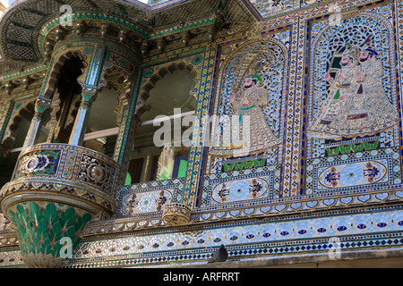 Balcony in the Peacock courtyard of the City Palace in Udaipur Stock Photo