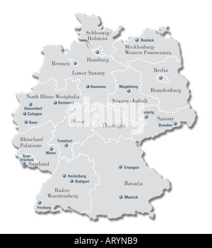 germany, map, computer-illustration isolated on white Stock Photo