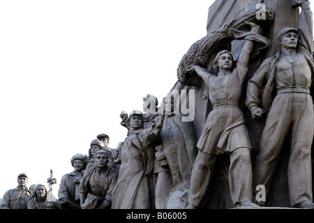 Monument showing communist revolutionary heroes in front of Mao's Mausoleum on Tiananmen Square, Beijing, China. Stock Photo