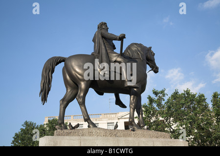 King George IV statue on the northeast plinth. Trafalgar Square London England Stock Photo