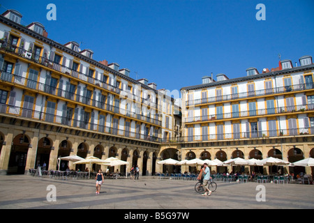 The Plaza de la Constitucion in the city of Donostia San Sebastian Guipuzcoa Basque Country Northern Spain Stock Photo