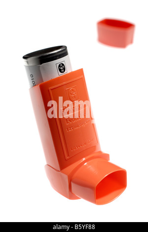 CFC-free asthma inhaler on white background Stock Photo - Alamy